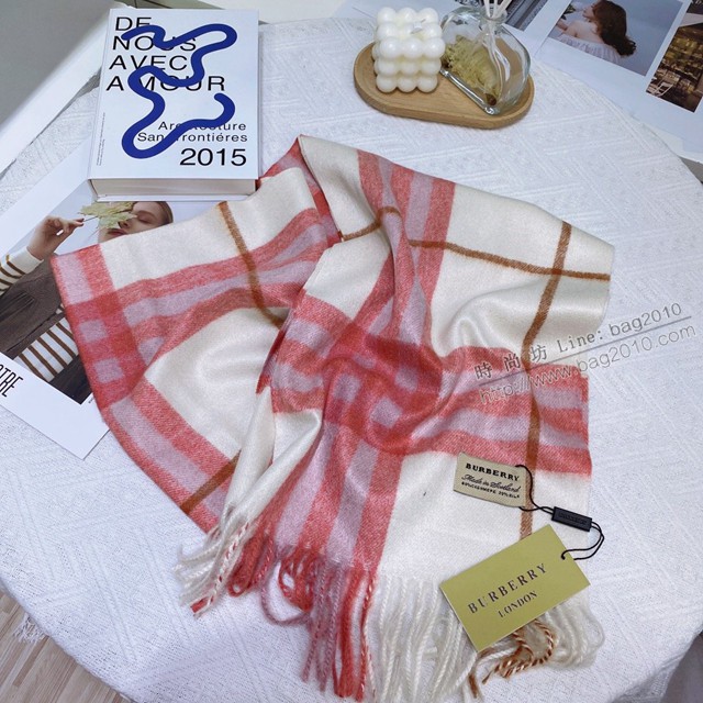 Burberry雙面印花羊絨粗紡圍巾 巴寶莉2021新款女士格紋流蘇圍巾  mmj1331